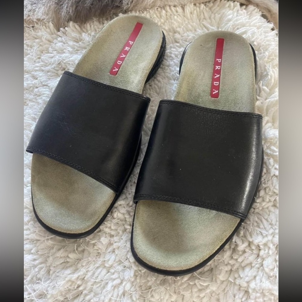 Prada Black Slide Sandals